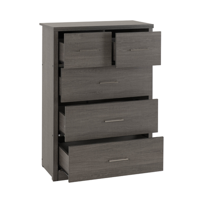 Lisbon 3+2 Drawer Chest – Black Wood Grain, Modern Storage Solution