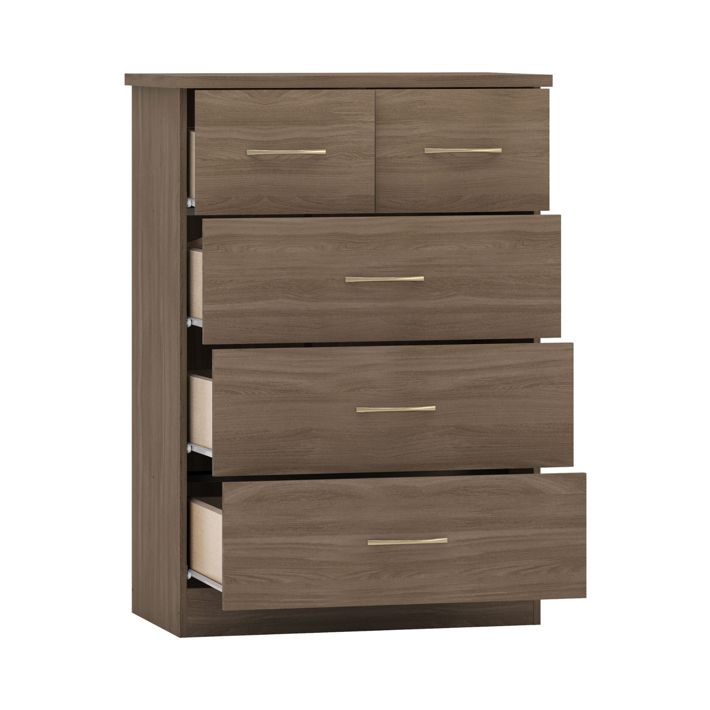 Nevada 3+2 Drawer Chest - Rustic Oak Effect