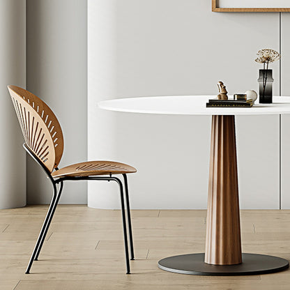 Anderson Small Round Dining Table, Sintered Stone & Solid Wood