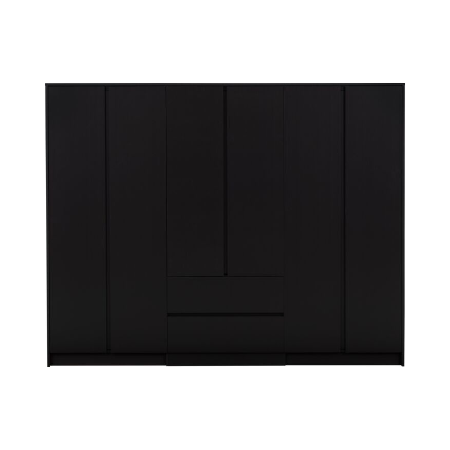 Malvern 6 Door 2 Drawer Wardrobe – Black Storage