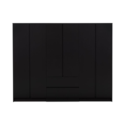 Malvern 6 Door 2 Drawer Wardrobe – Black Storage