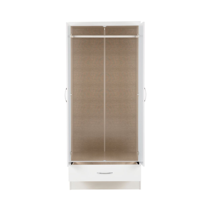 Nevada 2 Door 1 Drawer Wardrobe – White Gloss