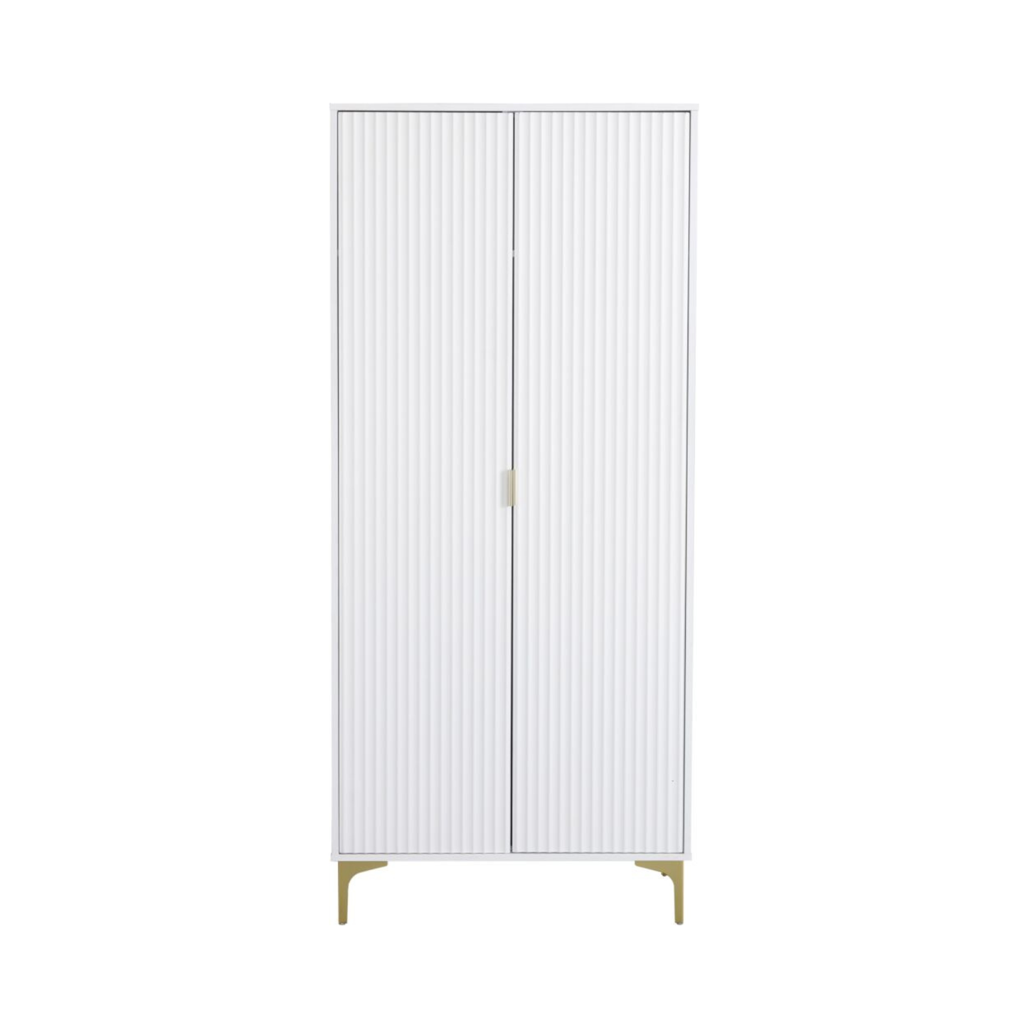 Miami 2 Door Wardrobe – White & Gold, Compact Storage