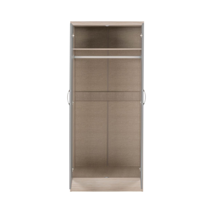 Nevada 2 Door All Hanging Wardrobe – Grey Gloss/Oak