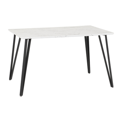 Marlow & Quebec Dining Set – White Marble & Brown PU