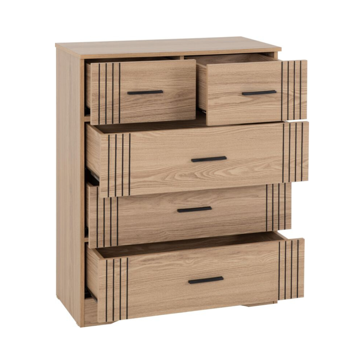 Tessa 3+2 Drawer Chest - Natural Oak Effect Storage