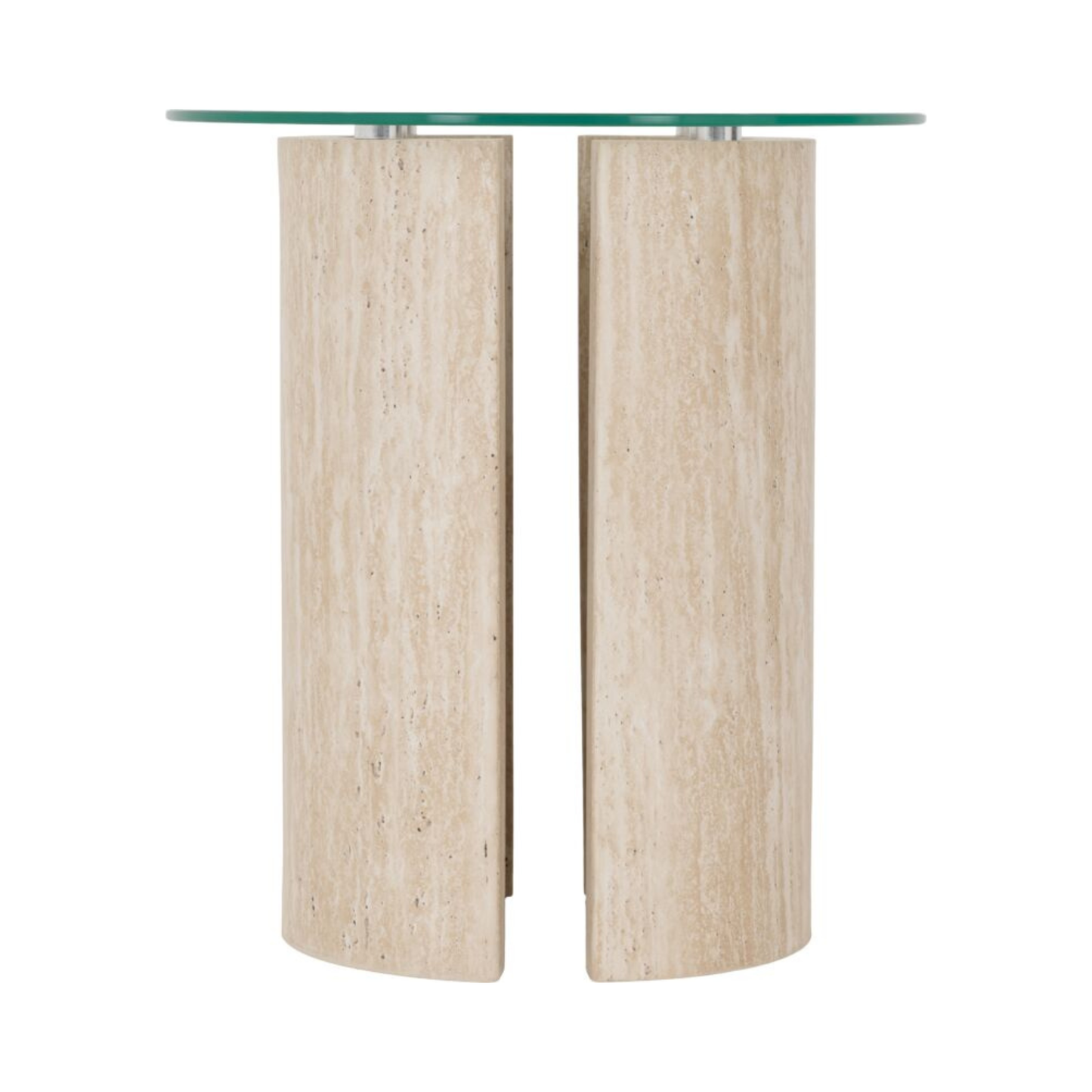 Modena Side Table – Glass & Cream Marble Effect Modern Table