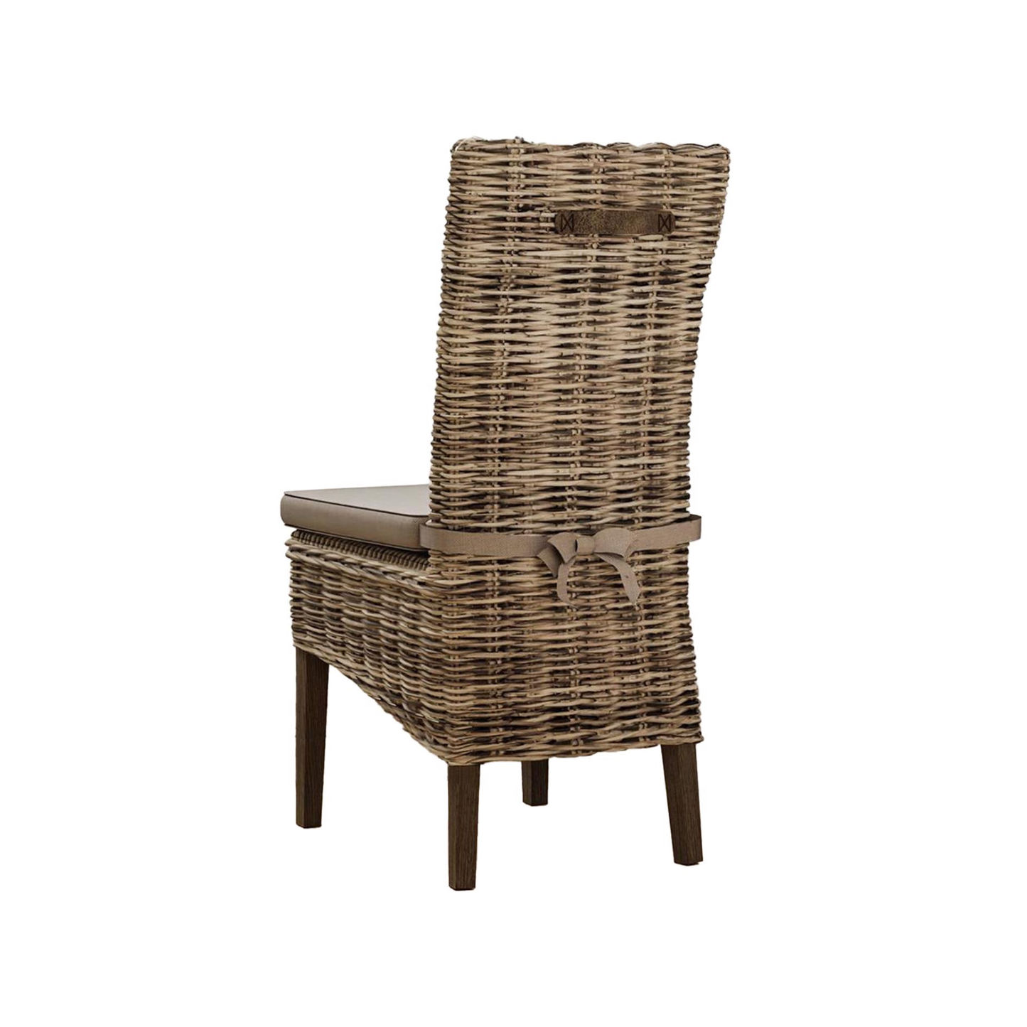 Maya Pair of Handmade Kubu Rattan Grey Wash Dining Chairs – Dark Legs