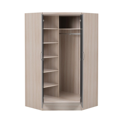 Nevada 2 Door Corner Wardrobe – Grey Gloss & Oak