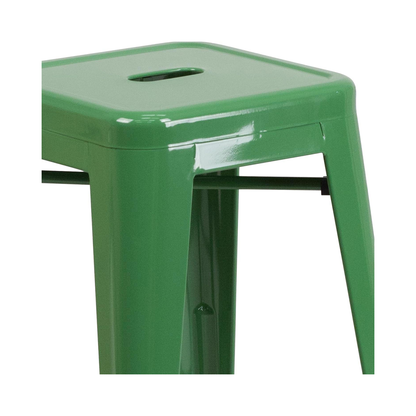 Lily 24" Industrial Green Bar Stool – Set of 4 – Stackable Metal Counter Height