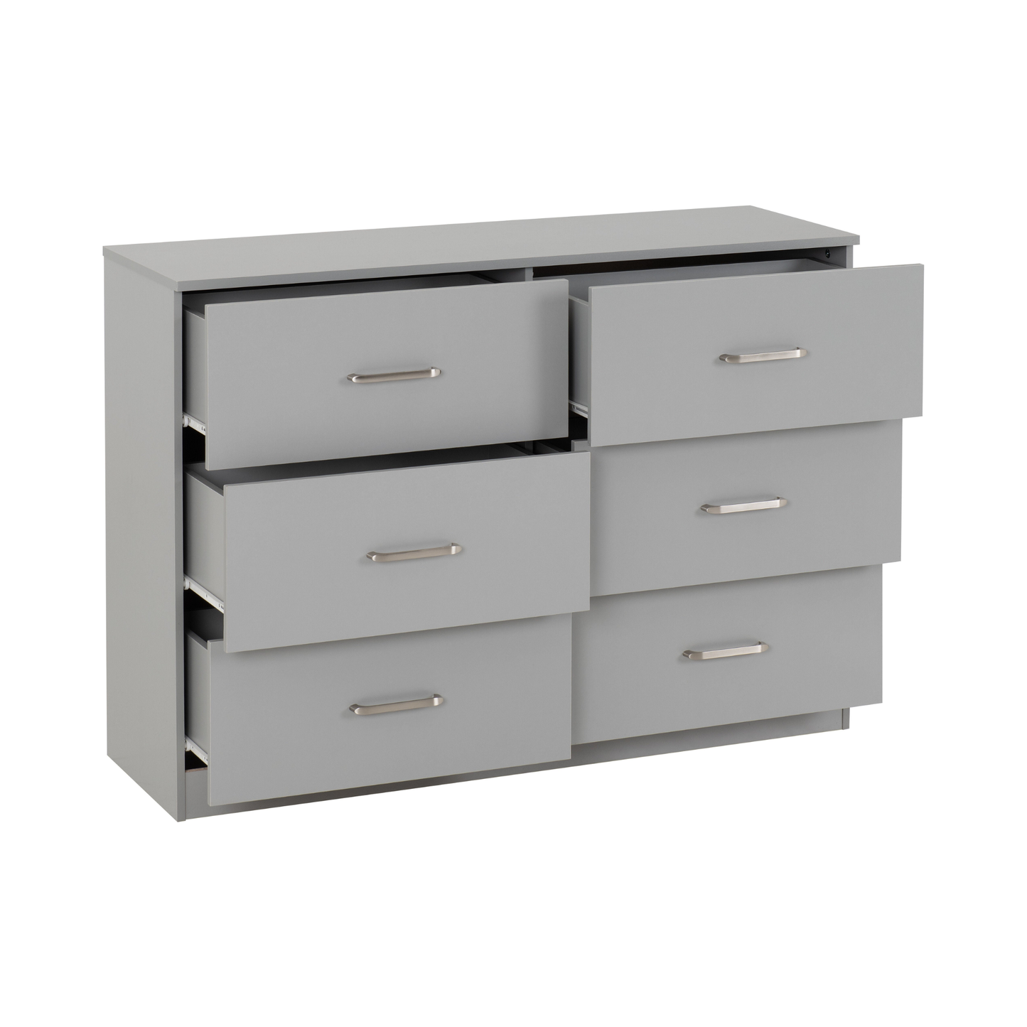 Dakota 6 Drawer Chest – Light Grey, Spacious Bedroom Storage