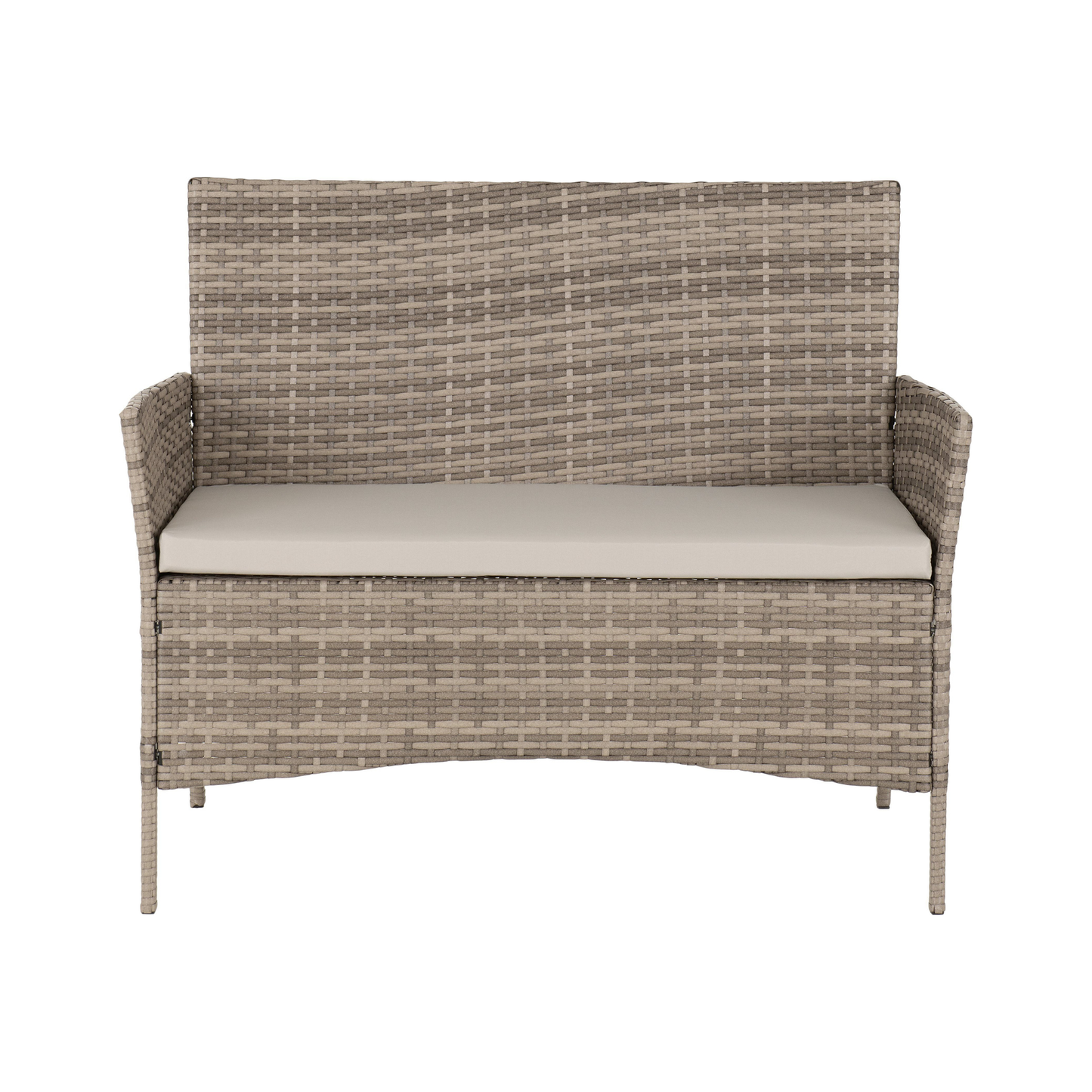 Willow 4Pc Garden Set - Grey Rattan & Fabric with Clear Glass