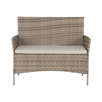Willow 4Pc Garden Set - Grey Rattan & Fabric with Clear Glass