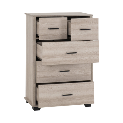 Oliver 3+2 Drawer Chest - Light Oak Effect