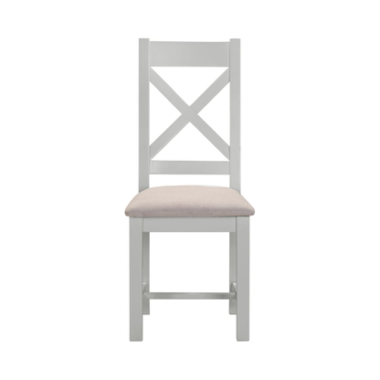 Windsor Cross Back Dining Chair Set - Pebble Grey/Oat Fabric (Pair)