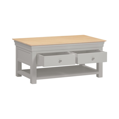 Bordeaux 2 Drawer Coffee Table - Pebble Grey/Oak