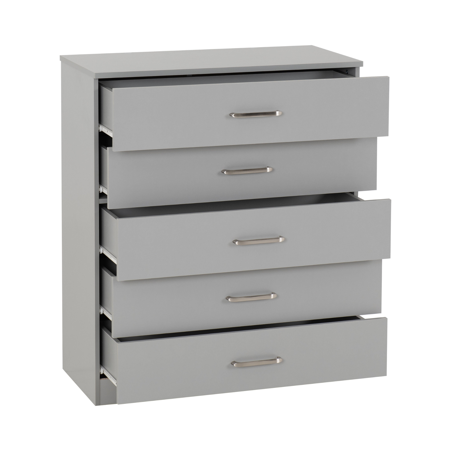 Dakota 5 Drawer Chest – Light Grey, Tall Bedroom Storage