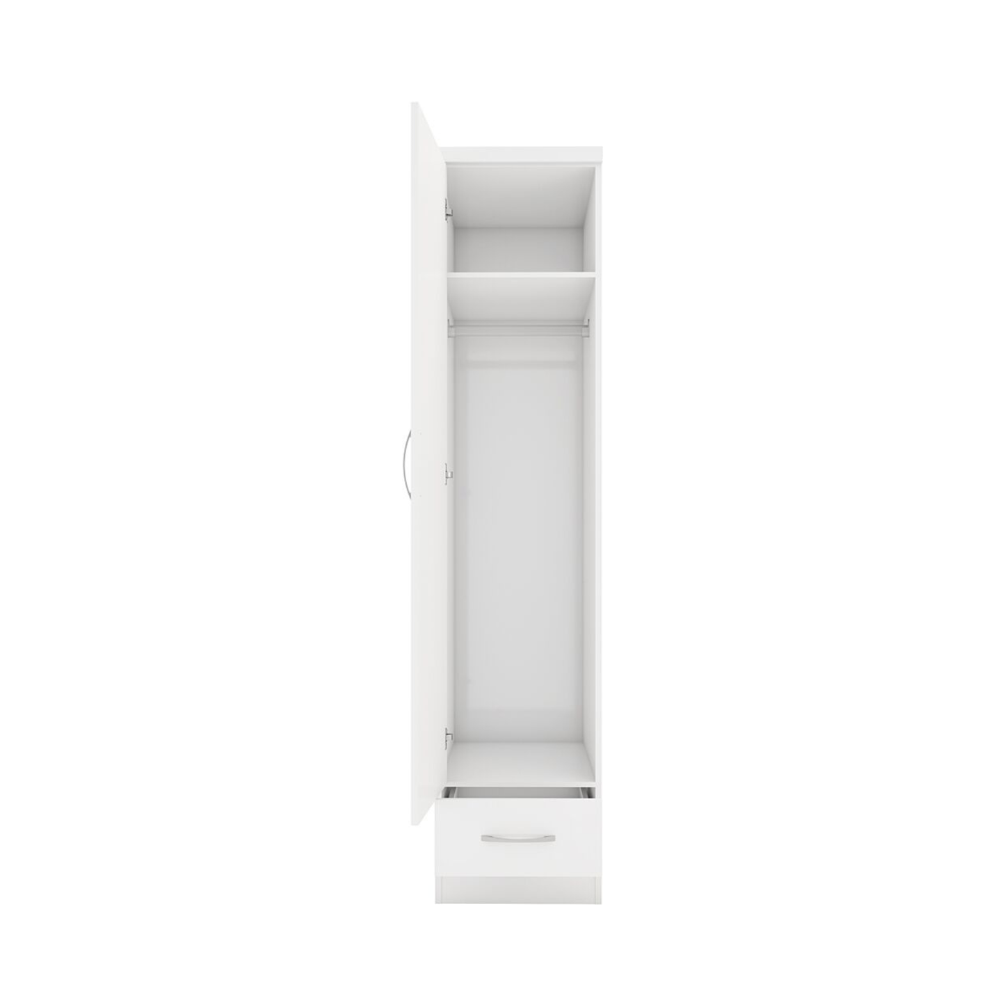 Nevada 1 Door 1 Drawer Wardrobe – White Gloss Finish