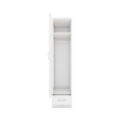 Nevada 1 Door 1 Drawer Wardrobe – White Gloss Finish