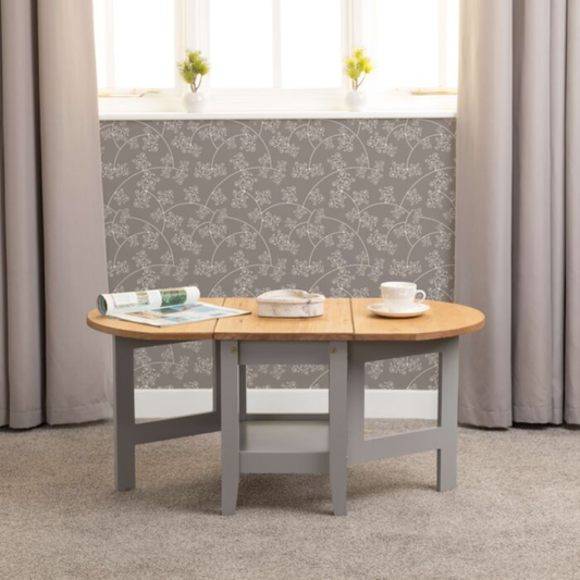 Santos Drop Leaf Coffee Table - Grey Slate Distressed Waxed Pine