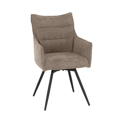 Lewis Carver Swivel Dining Chair - Fawn Fabric (Set of 2)