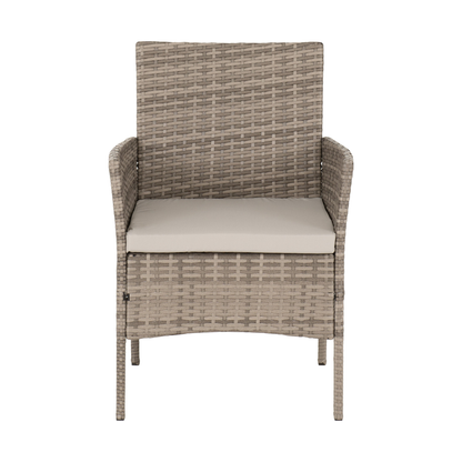 Willow 3Pc Garden Set - Grey Rattan & Grey Fabric
