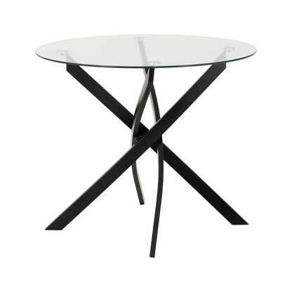 Sheldon Round Glass Top Dining Set - Clear Glass/Grey Boucle