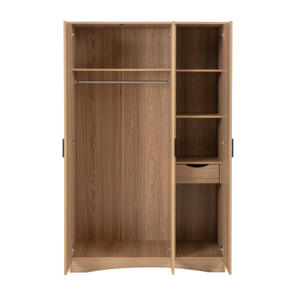 Tessa 3 Door Mirrored Wardrobe - Natural Oak Effect