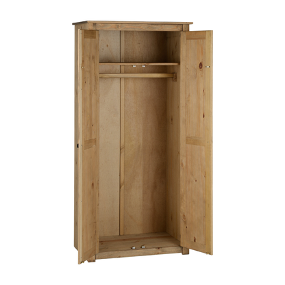Panama 2 Door Wardrobe - Natural Wax Finish
