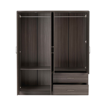 Lisbon 4 Door Wardrobe – Black Wood Grain with Mirrors