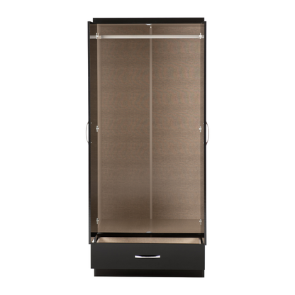 Nevada Mirrored 2 Door Wardrobe - Black Gloss