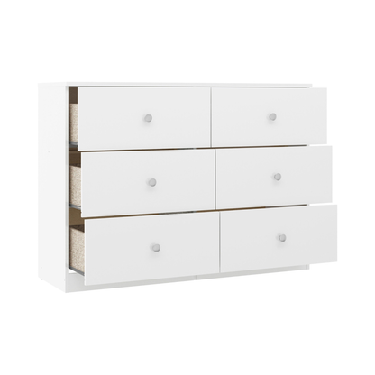 Denver 6 Drawer Chest – White Gloss, Stylish Bedroom Storage