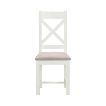 Windsor Cross Back Dining Chair Set - Ivory/Oat Fabric (Pair)