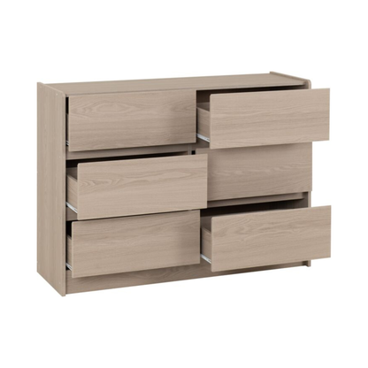 Paris 6 Drawer Chest - Smoked Ash Effect