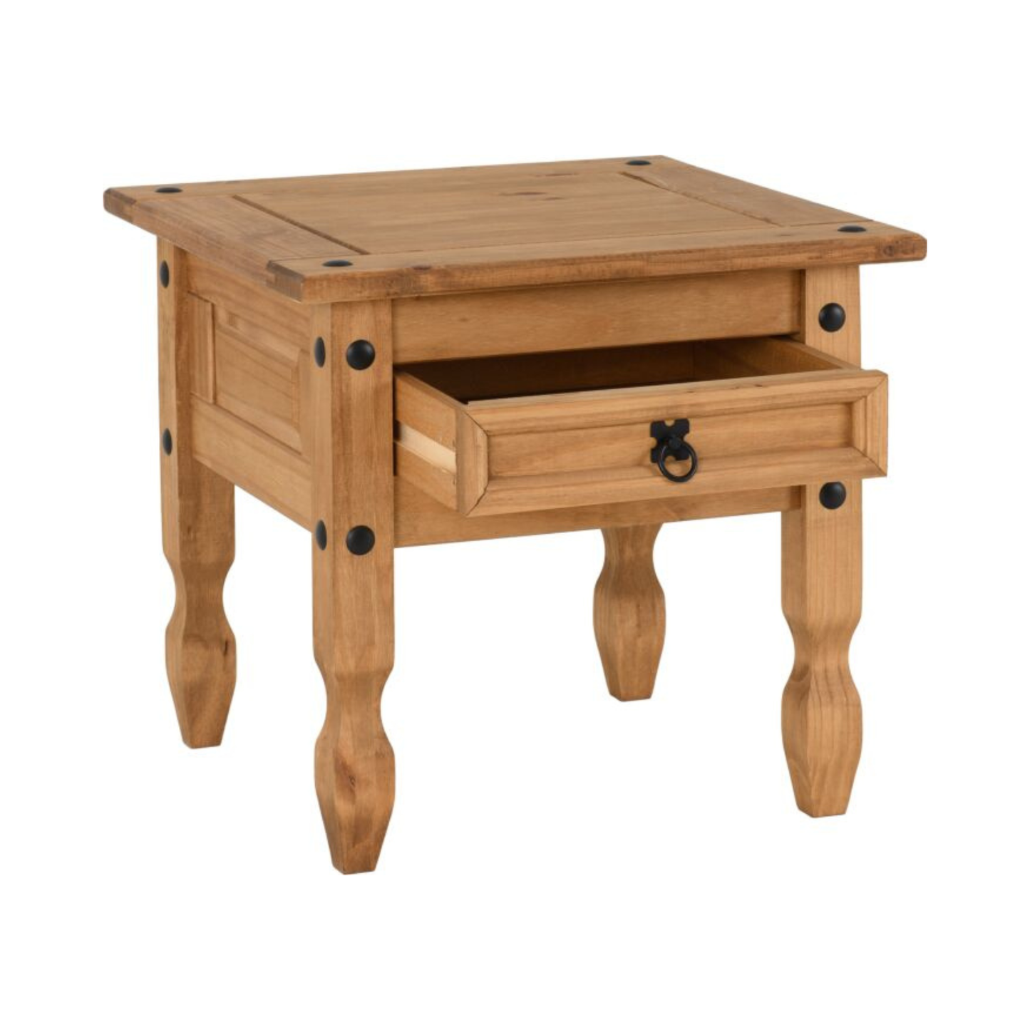 Corona 1 Drawer Lamp Table – Distressed Waxed Pine
