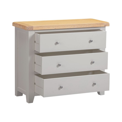 Windsor 3 Drawer Chest – Pebble Grey & Oak