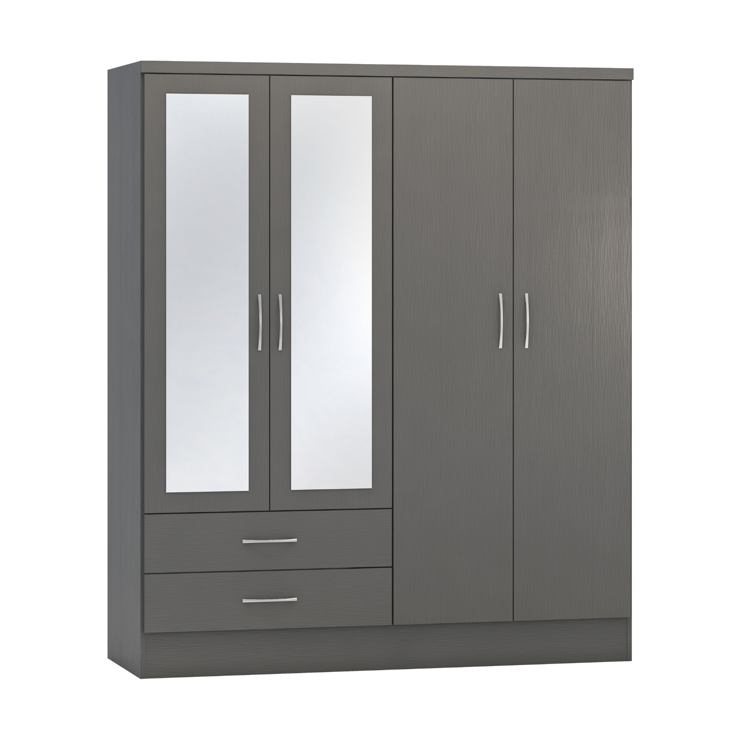 Nevada 4 Door 2 Drawer Wardrobe - 3D Effect Grey