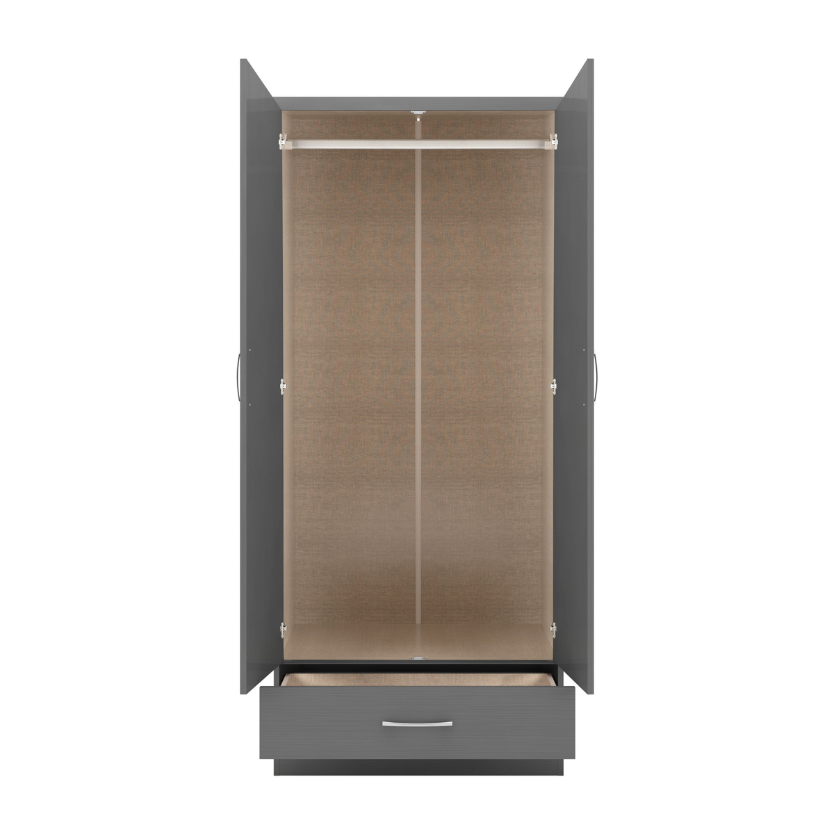 Nevada Mirrored 2 Door Wardrobe - 3D Effect Grey