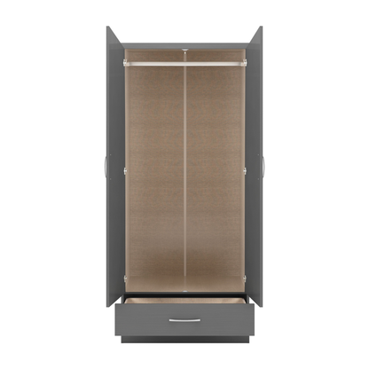 Nevada Mirrored 2 Door Wardrobe - 3D Effect Grey
