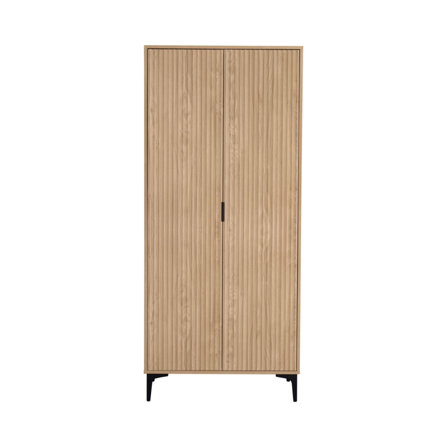 Miami 2 Door Wardrobe – Oak Effect & Black, Compact Storage