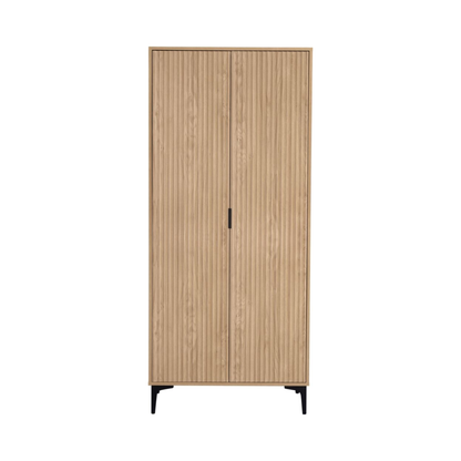 Miami 2 Door Wardrobe – Oak Effect & Black, Compact Storage