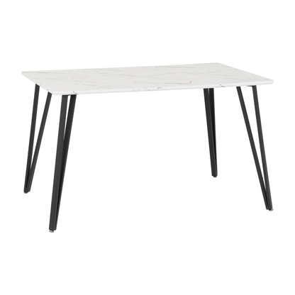 Marlow & Sheldon Dining Set 4 Chairs White Marble/Ivory Boucle