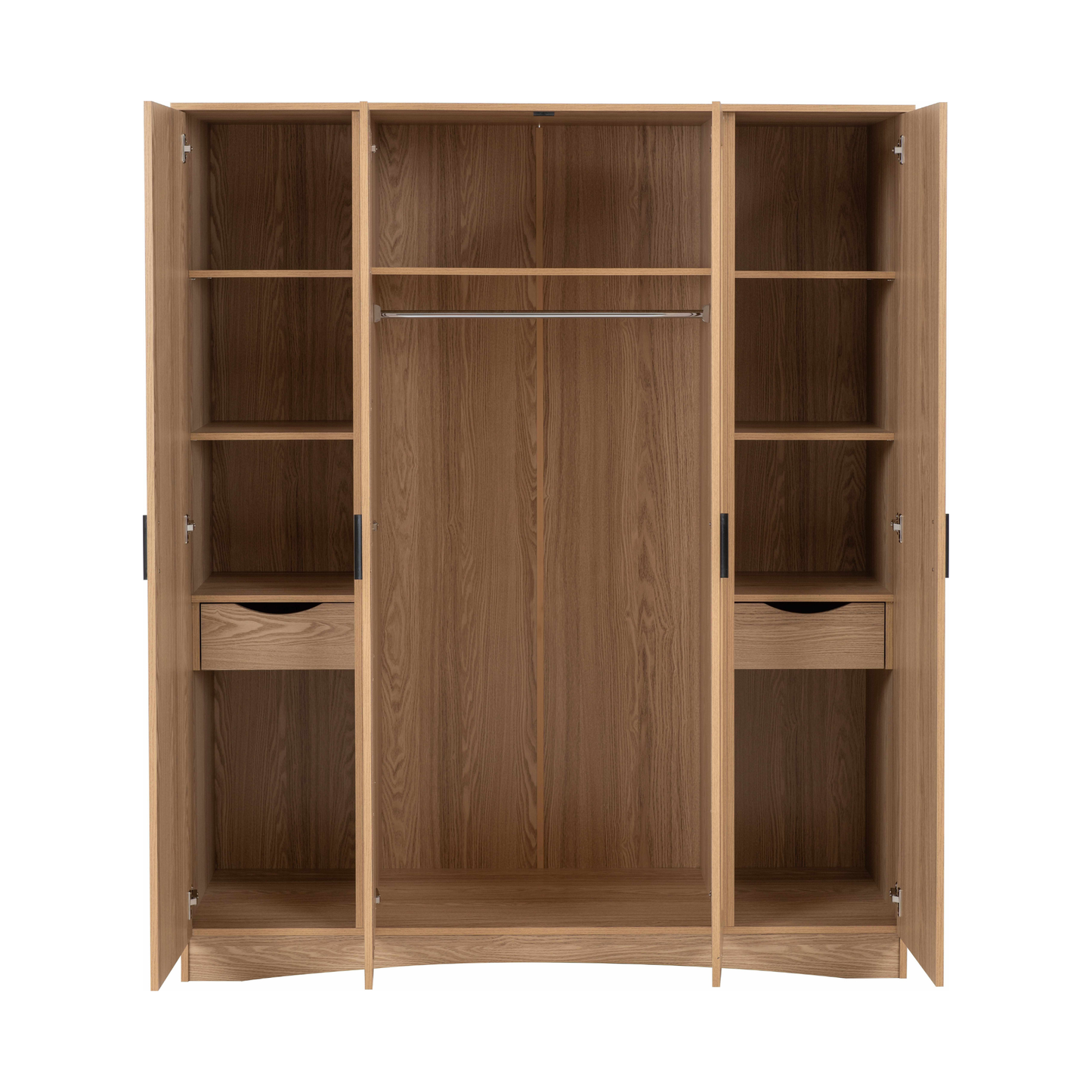 Tessa 4 Door Mirrored Wardrobe - Natural Oak Effect
