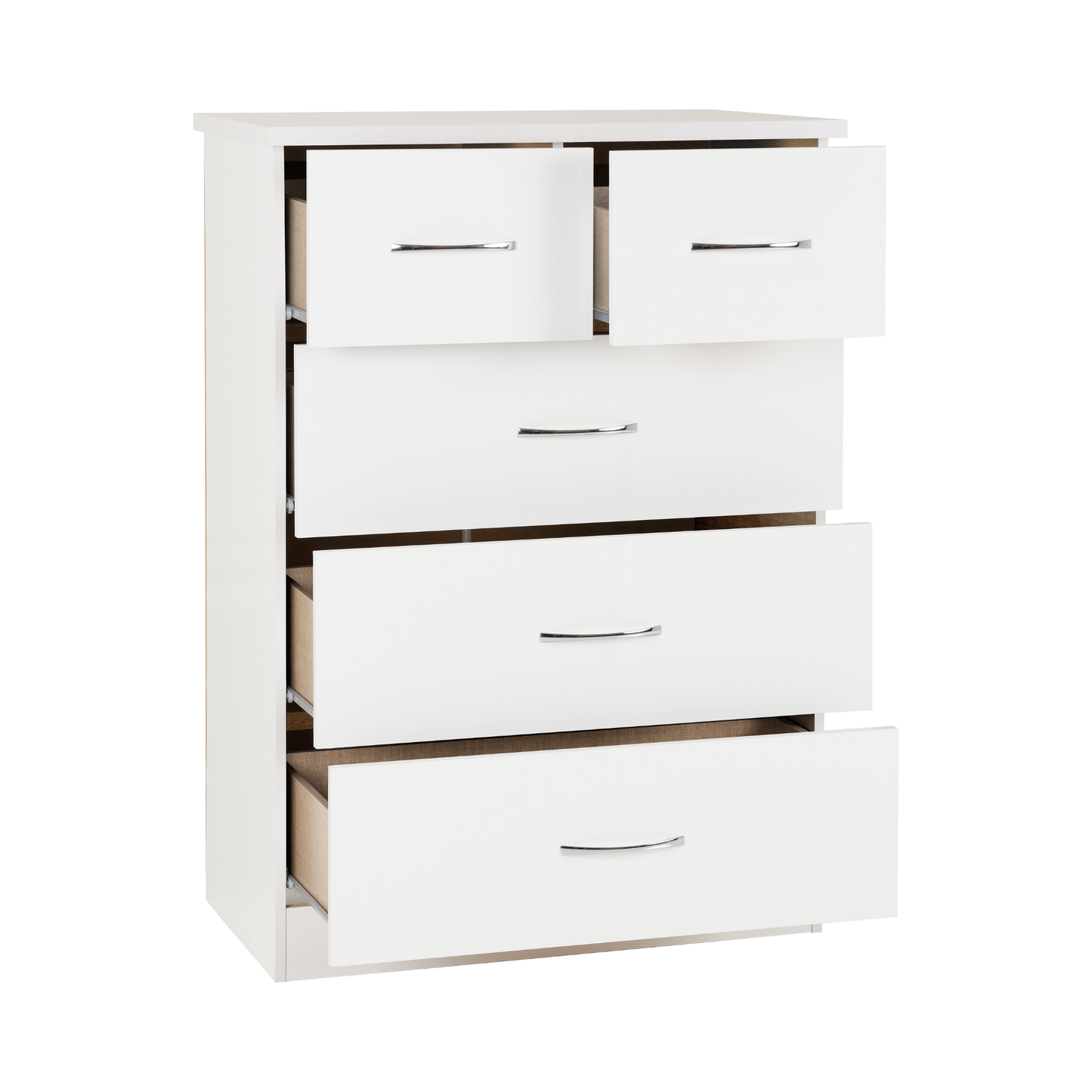 Nevada 3+2 Drawer Chest - White Gloss