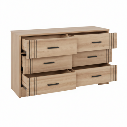 Tessa 6 Drawer Chest - Natural Oak Effect Storage