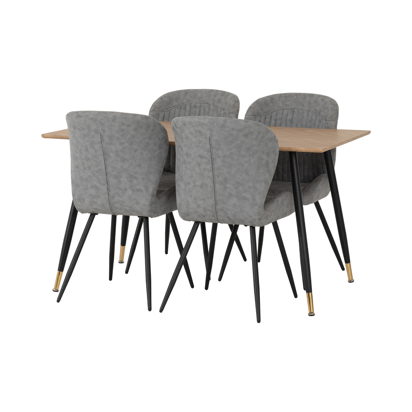 Hamilton & Quebec Medium Dining Set (4 Chairs) - Oak/Grey PU