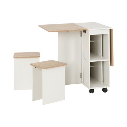 Seymore Stowaway Dining Set - Oak Effect/White