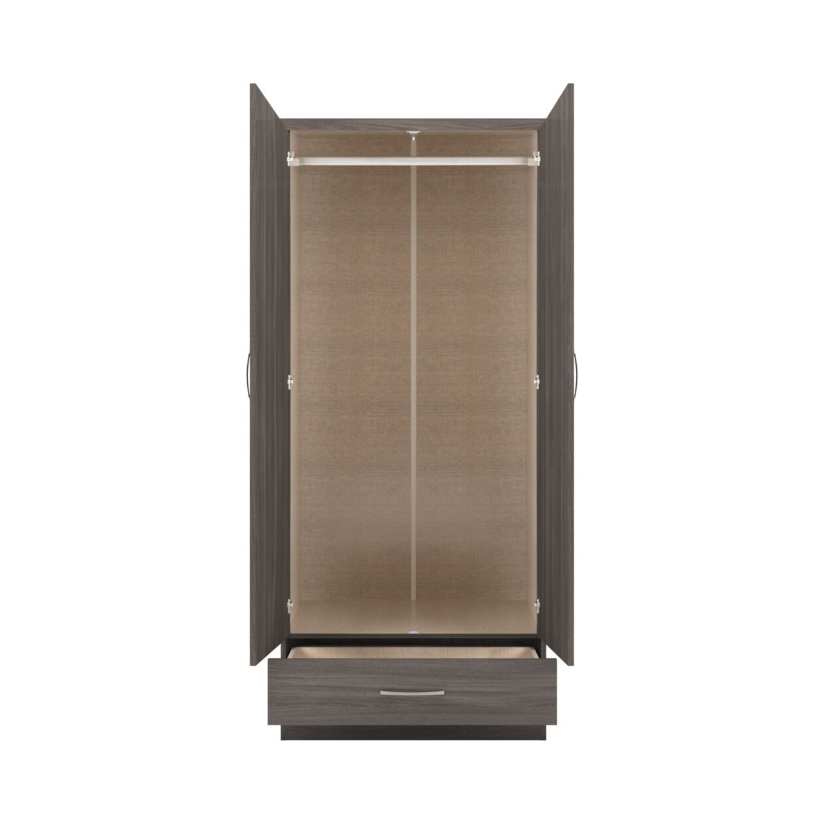 Nevada 2 Door 1 Drawer Wardrobe – Black Wood Grain