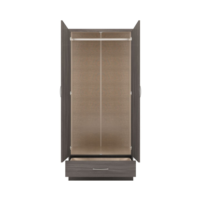 Nevada 2 Door 1 Drawer Wardrobe – Black Wood Grain