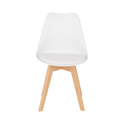 Bendal Dining Chair (Set of 4) – White Faux Leather/Beech